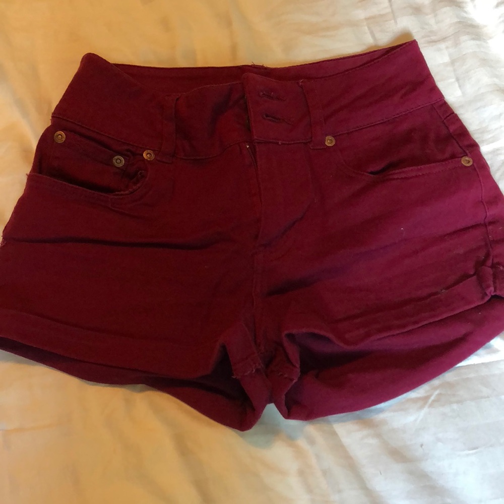 High waisted Maroon shorts